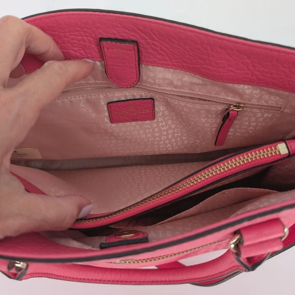 Kate Spade Perri Lane Romy Satchel‎ Medium Pink Leather Laser Cut Preppy Luxury